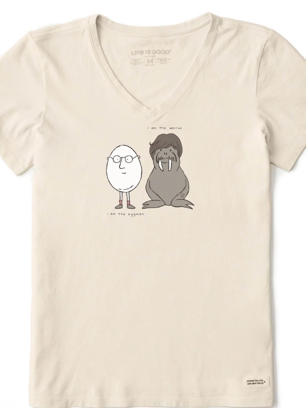 Life Is Good Cream V-Neck Beetles Tee